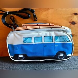 RELIST*Flaw Blue VW Volkswagen Bus Van Insulated Zip Car Vehicle Shape Lunchbox